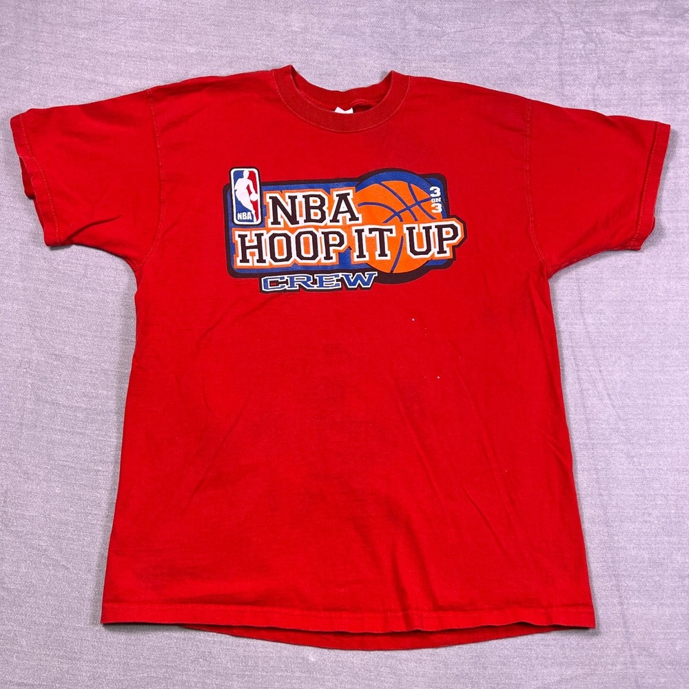 Vintage Fruit of the Loom Mens Red NBA Hoop It Up Crew 3 On 3 T-Shirt Size XL